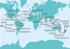 Itinerario del Crucero Un Mundo Infinito, viaje inaugural de la vuelta al mundo en 2029 - Explora Journeys