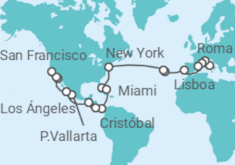 Itinerario del Crucero Tramo de vuelta al mundo. Desde Civitavecchia a San Francisco - Costa Cruceros