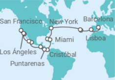 Itinerario del Crucero Tramo de vuelta al mundo. Desde Barcelona a San Francisco  - Costa Cruceros