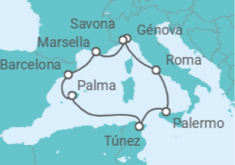 Itinerario del Crucero Desde Génova (Italia) a Savona (Italia) TI - Costa Cruceros