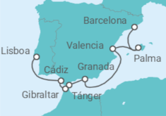 Itinerario del Crucero España, Gibraltar, Marruecos - NCL Norwegian Cruise Line