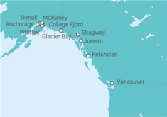 Itinerario del Crucero Viaje Completo a Alaska desde Madrid - Con vuelos - Princess Cruises