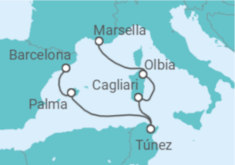 Itinerario del Crucero Escapada Mediterránea - Corazul Cruceros