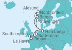 Itinerario del Crucero Noruega, Alemania, Francia, Reino Unido, Bélgica, Holanda - AIDA