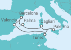 Itinerario del Crucero Mediterráneo sin límites 2027 - Corazul Cruceros