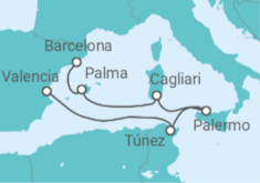 Itinerario del Crucero Pasos del Mediterráneo II - Corazul Cruceros