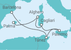 Itinerario del Crucero Tesoros del Mediterráneo - Corazul Cruceros