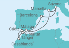 Itinerario del Crucero España, Gibraltar, Marruecos, Francia - Costa Cruceros