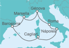 Itinerario del Crucero La música del mar +  Vuelo + Hotel - Costa Cruceros