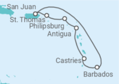 Itinerario del Crucero Caribe Sur con Santa Lucía - Princess Cruises