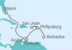 Itinerario del Crucero Caribe Sur con Aruba - Princess Cruises