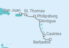 Itinerario del Crucero Caribe Sur con Vacaciones en Santa Lucía - Princess Cruises