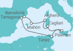 Itinerario del Crucero Tesoros del Mediterráneo TI - Corazul Cruceros