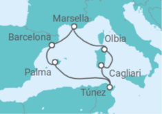Itinerario del Crucero Escapada Mediterránea TI - Corazul Cruceros