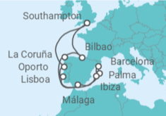 Itinerario del Crucero Portugal, España y el Eclipse solar TI - Con vuelos - Celebrity Cruises