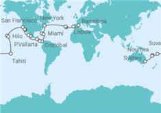 Itinerario del Crucero Tramo de Vuelta al mundo: De Barcelona a Sydney - Costa Cruceros