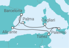 Itinerario del Crucero Tras las huellas del Mediterráneo - Corazul Cruceros