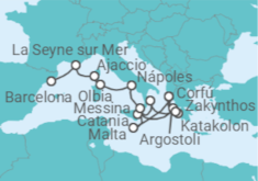 Itinerario del Crucero Desde Corfú (Grecia) a Barcelona TI - AIDA