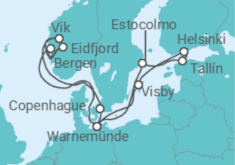 Itinerario del Crucero Noruega, Dinamarca, Alemania, Suecia, Estonia, Finlandia TI - AIDA