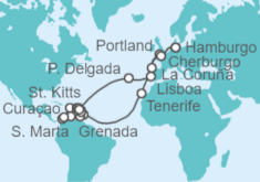Itinerario del Crucero España, Barbados, Aruba, Curaçao, Colombia, República Dominicana, Islas Vírgenes - Reino Unido... TI - AIDA