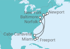 Itinerario del Crucero Estados Unidos (EE.UU.) TI - AIDA