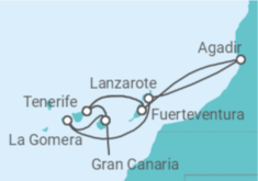 Itinerario del Crucero Islas Canarias TI - AIDA