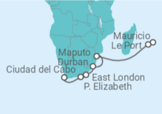 Itinerario del Crucero Mauricio, Mozambique, Sudáfrica TI - AIDA