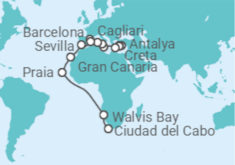 Itinerario del Crucero Desde Antalya (Turquía) a Ciudad del Cabo (Sudáfrica) TI - AIDA