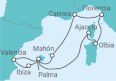 Itinerario del Crucero España, Francia, Italia TI - AIDA