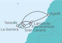 Itinerario del Crucero Islas Canarias TI - AIDA