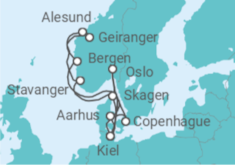Itinerario del Crucero Noruega, Alemania, Dinamarca TI - AIDA
