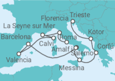 Itinerario del Crucero Adriático y Mediterráneo Occidental - Cunard