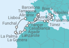 Itinerario del Crucero Un viaje por la costa del Mediterráneo hasta el Atlántico - Explora Journeys