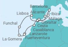 Itinerario del Crucero Un largo viaje entre travesías del Atlántico y la luz del sur - Explora Journeys