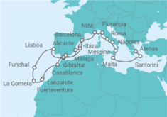 Itinerario del Crucero Un largo viaje a través de tres mares, desde el Egeo hasta el Atlántico - Explora Journeys