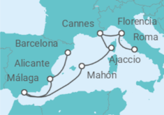 Itinerario del Crucero Un viaje desde las joyas de Italia hasta la costa sur de España - Explora Journeys
