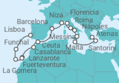 Itinerario del Crucero Un largo viaje desde la tranquilidad del Mediterráneo hasta las costas salvajes del Atlántico - Explora Journeys