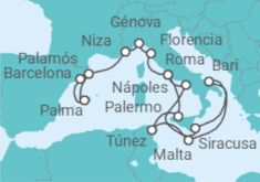 Itinerario del Crucero Un largo viaje desde un Año Nuevo en la Riviera hasta el alma más profunda del Mediterráneo - Explora Journeys