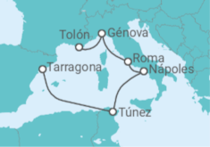 Itinerario del Crucero Legado Mediterráneo desde Tolón TI - Corazul Cruceros