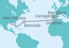 Itinerario del Crucero Transatlántico España y Bermudas - Royal Caribbean