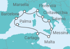Itinerario del Crucero El Mediterráneo: Italia, Francia y España - NCL Norwegian Cruise Line