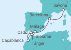 Itinerario del Crucero España, Gibraltar, Marruecos - Costa Cruceros