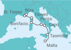 Itinerario del Crucero Italia, Francia - Seadream Yacht Club