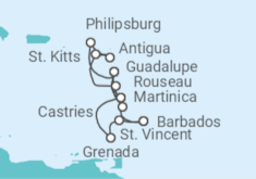 Itinerario del Crucero Antillas, St. Maarten, Martinica - MSC Cruceros