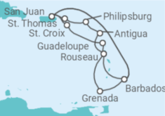 Itinerario del Crucero Aventurero del Caribe Sur - Princess Cruises