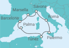 Itinerario del Crucero Túnez, Italia, Francia, España TI - Costa Cruceros