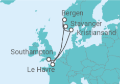 Itinerario del Crucero Noruega, Francia - Royal Caribbean