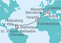 Itinerario del Crucero Desde Civitavecchia a Fort-de-France - MSC Cruceros