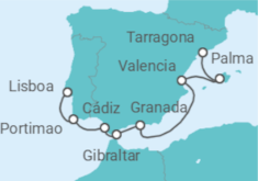 Itinerario del Crucero España, Gibraltar, Portugal - NCL Norwegian Cruise Line