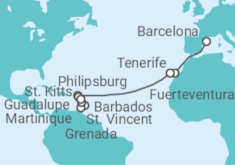 Itinerario del Crucero Desde Barcelona a Guadalupe - MSC Cruceros